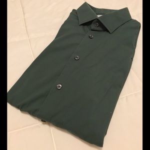 Green Long Sleeve Button Up Dress Shirt